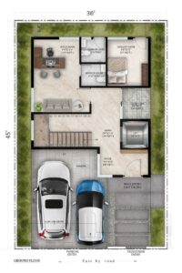 East Facing villa — Ground Floor plan