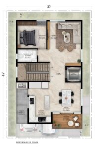 East Facing villa — Lower Duplex Floor plan