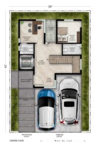 West Facing villa — Ground Floor plan