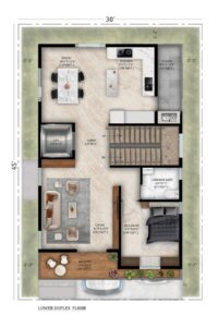 West Facing villa — Lower Duplex Floor plan
