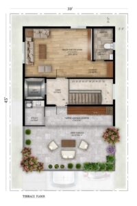 West Facing villa — Terrace Floor plan